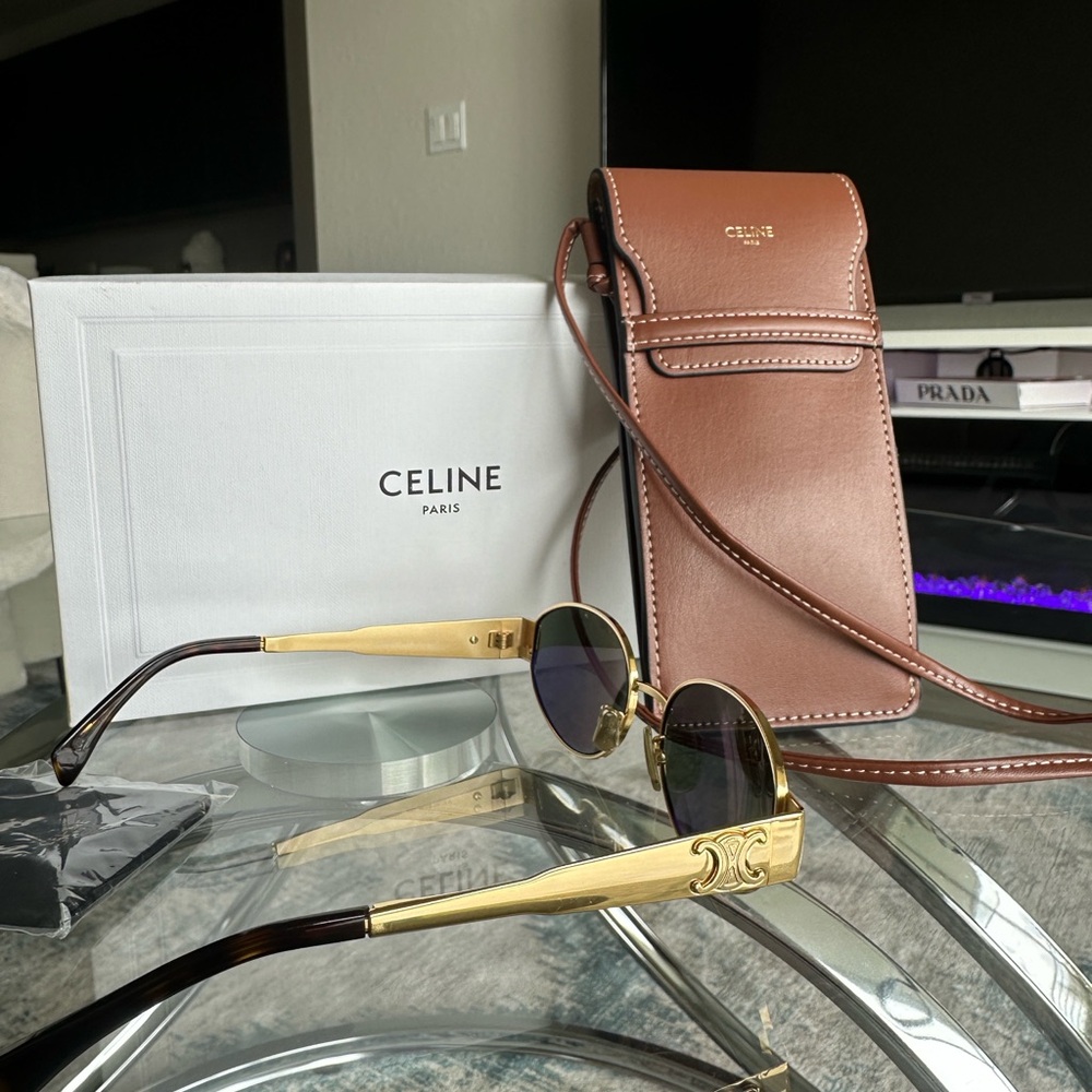 Celine Black and Gold Oval Sunglasses - Picture 14 of 15